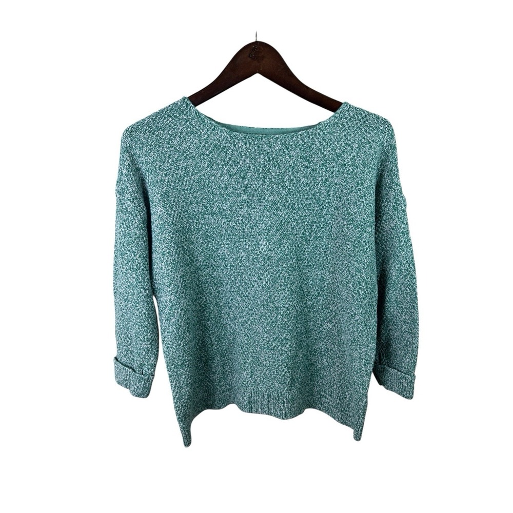Fat Face Sweater‎ Textured Knit Crewneck Women Size 12 Green